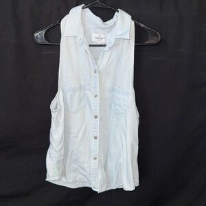 American Eagle Outfitters Light Blue Jean Sleeveless Top